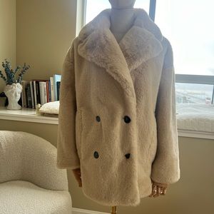 NWOT Topshop beige~cream faux fur warm teddy jacket coat